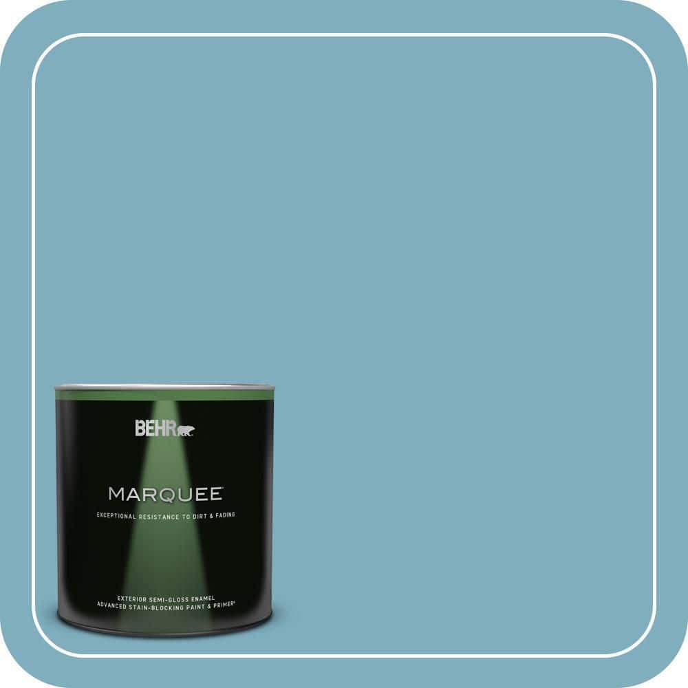 BEHR MARQUEE 1 qt. #PMD-83 Porcelain Blue Semi-Gloss Enamel Exterior Paint & Primer