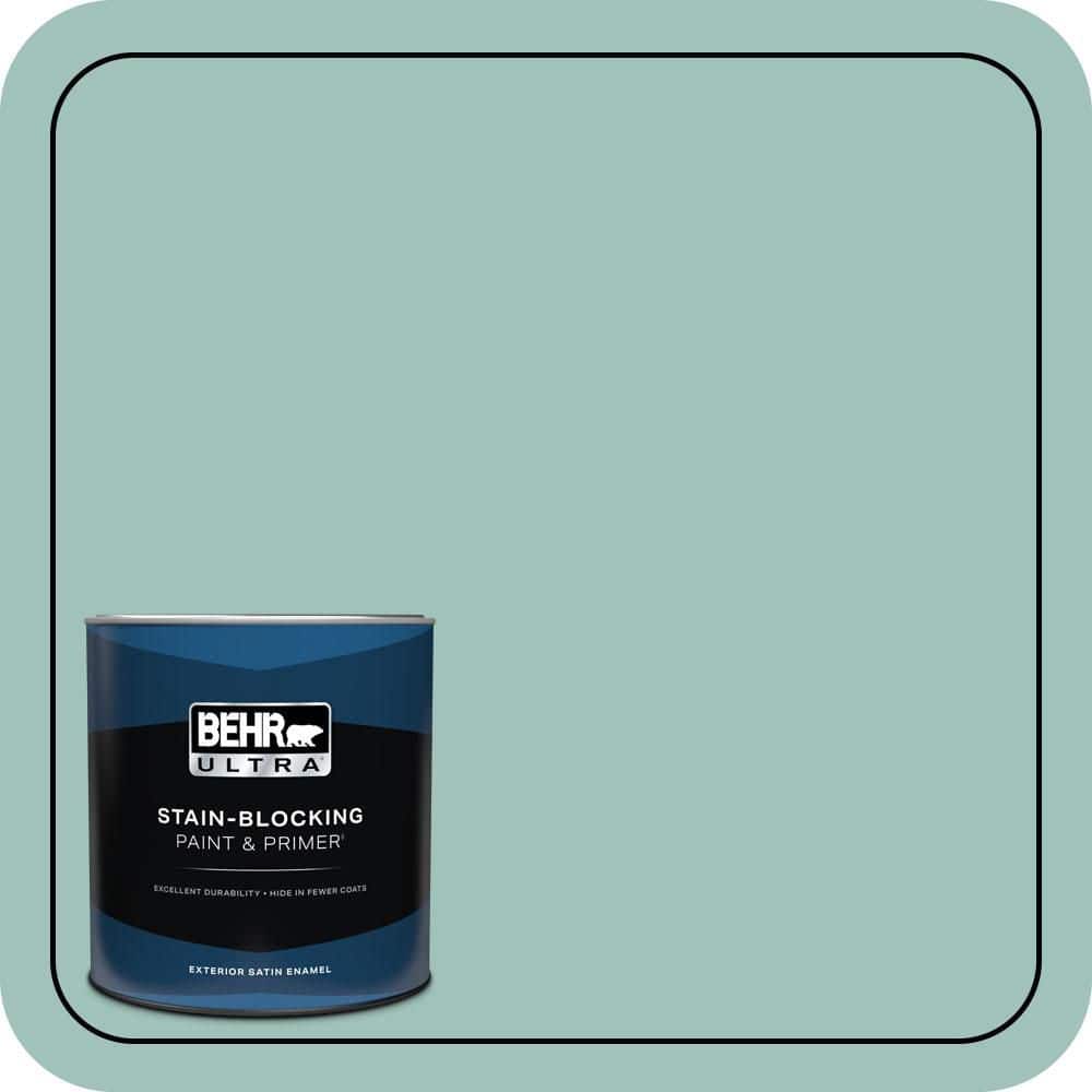 BEHR ULTRA 1 qt. #MQ6-36 Cascade Green Satin Enamel Exterior Paint & Primer