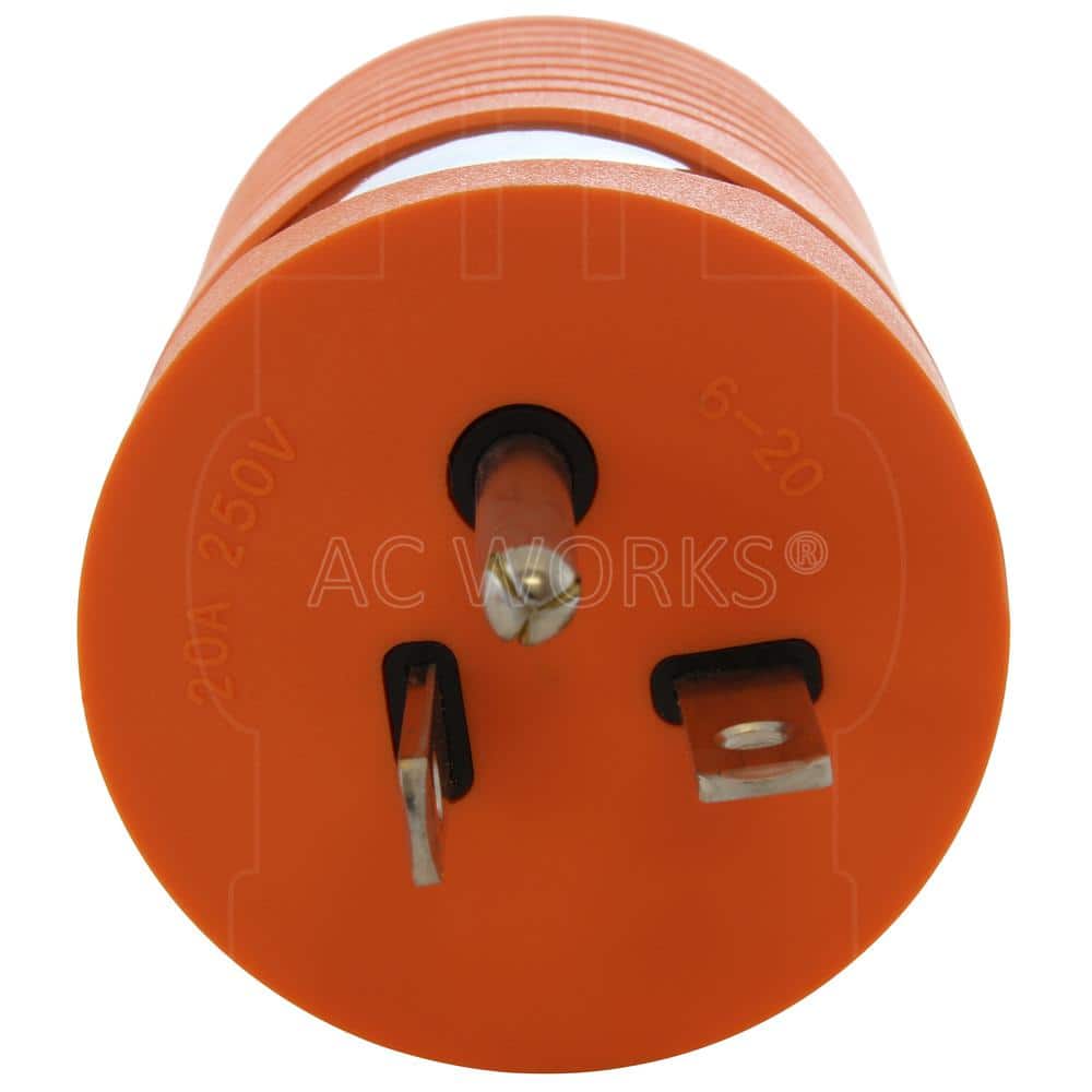 AC WORKS Adapter NEMA 6-20P 20 Amp 250-Volt Plug to NEMA L6-20R 20 Amp 250-Volt Locking Connector (3)