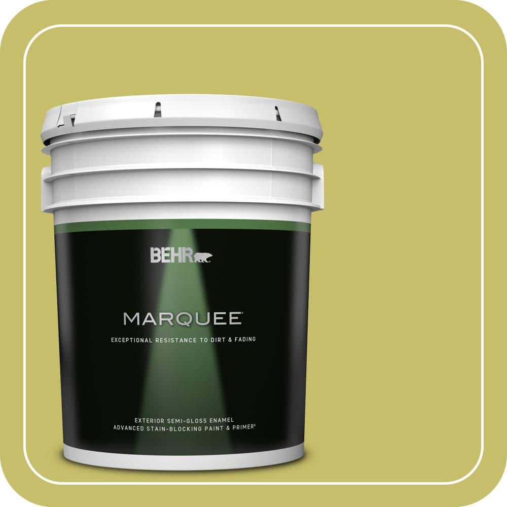 BEHR MARQUEE 5 gal. #P350-5 Go Go Lime Semi-Gloss Enamel Exterior Paint & Primer