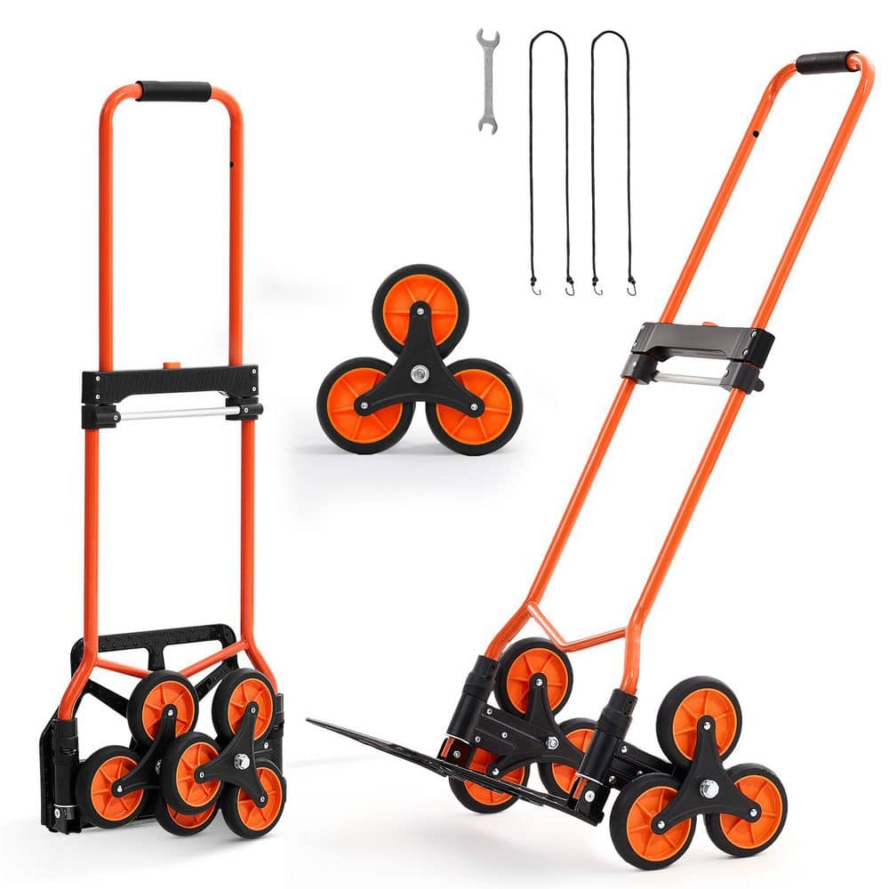 SKYSHALO Stair Climbing Cart, 120 lbs. Capacity, Portable Folding Trolley Cart with Telescoping Handle, 6-Wheels, Hand Truck (1)