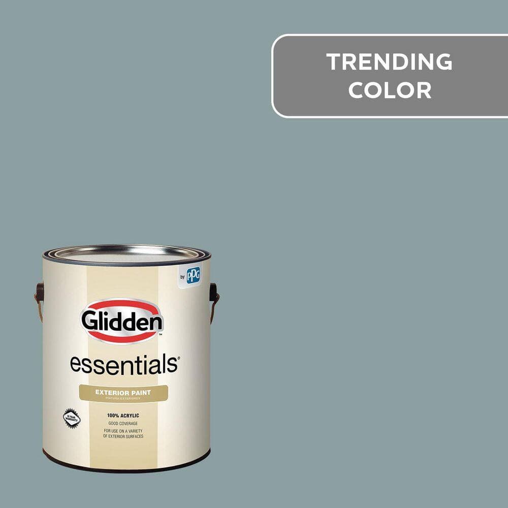 Glidden Essentials 1 gal. PPG1034-5 Aqua Smoke Flat Exterior Paint (1)