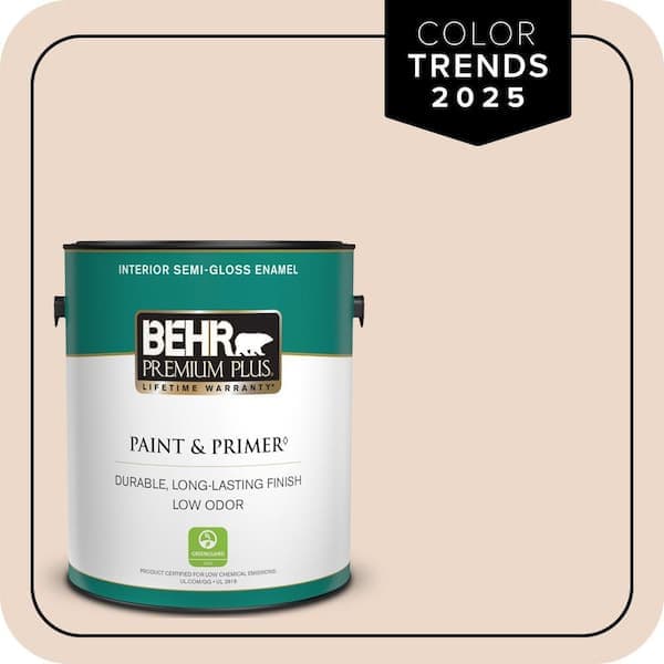 BEHR PREMIUM PLUS 1 gal. #S210-1 Nutmeg Frost Semi-Gloss Enamel Low Odor Interior Paint & Primer (2)