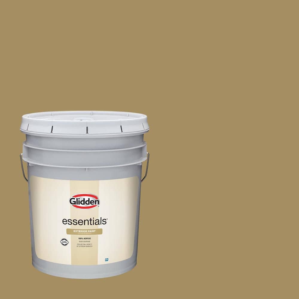 Glidden Essentials 5 gal. PPG1103-5 Rattan Flat/Matte Exterior Paint