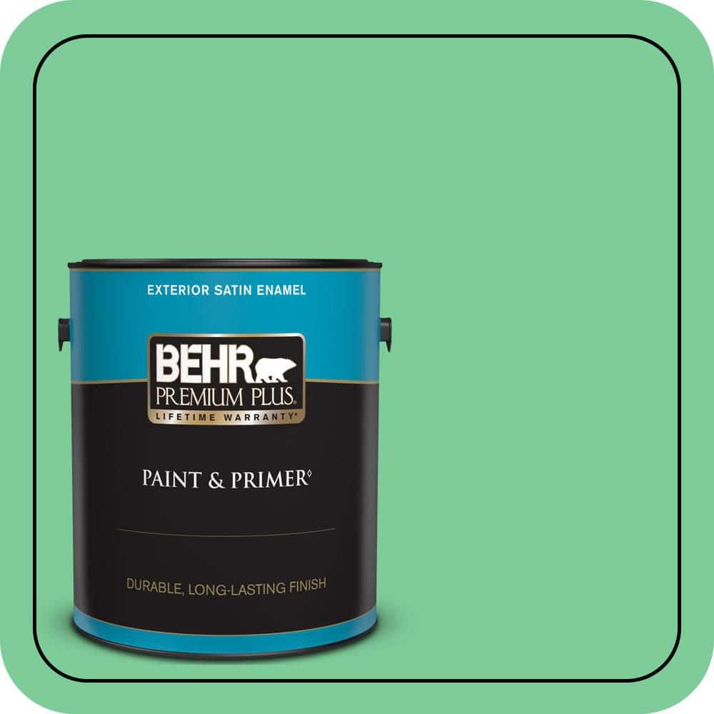 BEHR PREMIUM PLUS 1 gal. #460B-4 Garden Glow Satin Enamel Exterior Paint & Primer