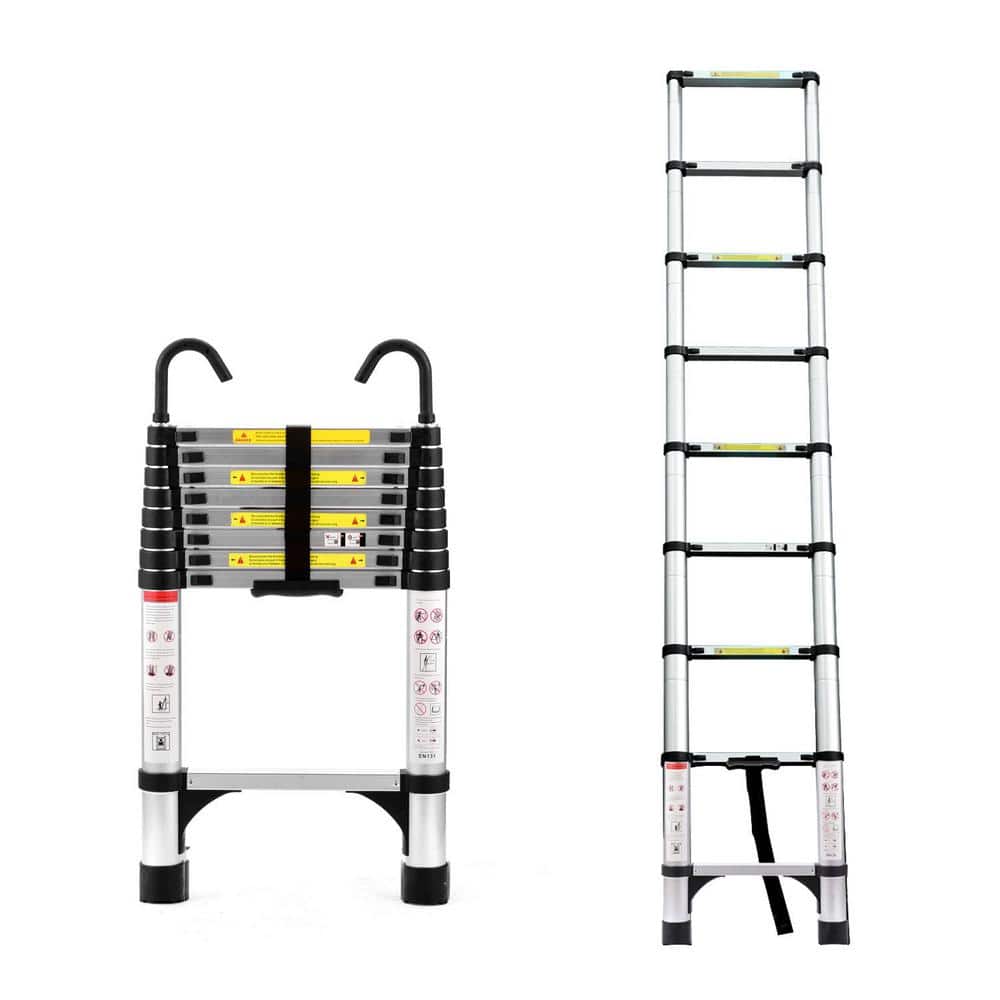 Tatayosi 8.5 ft. Reach Aluminum Alloy Multi-Purpose Folding Telescopic Ladder Step Stool Ladder