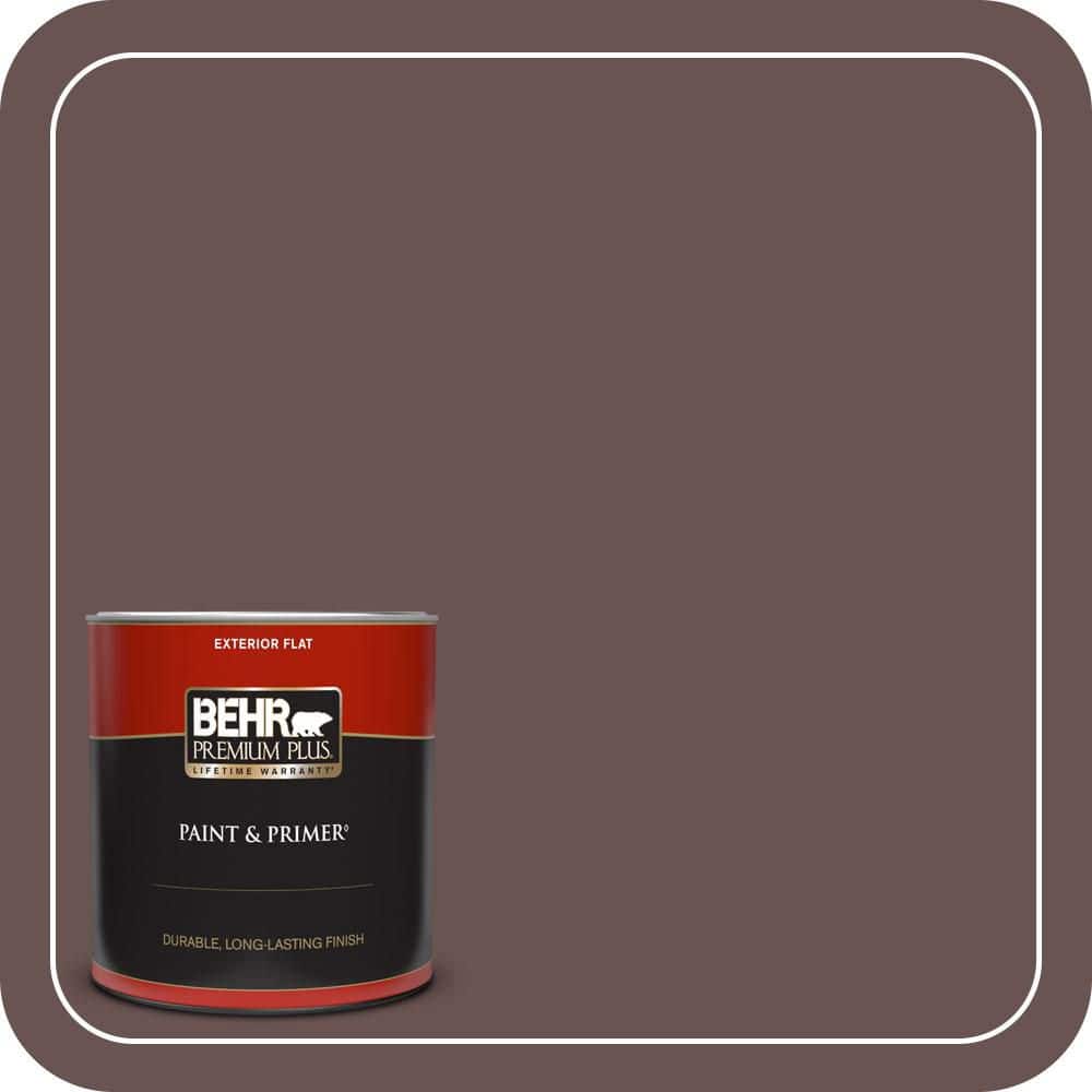BEHR PREMIUM PLUS 1 qt. #MQ1-42 Briar Wood Flat Exterior Paint & Primer
