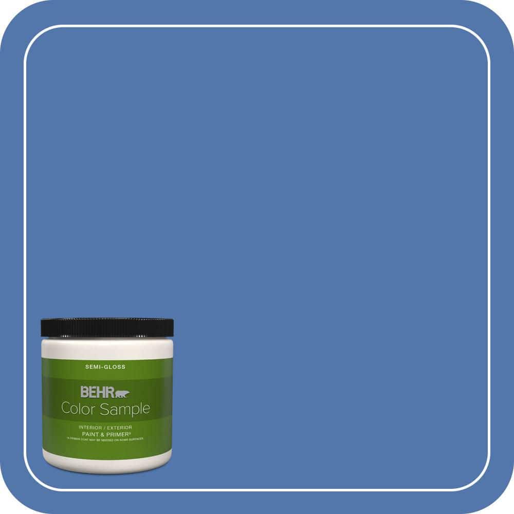 BEHR PREMIUM PLUS 8 oz. #590B-6 Flying Fish Semi-Gloss Interior/Exterior Paint & Primer Color Sample