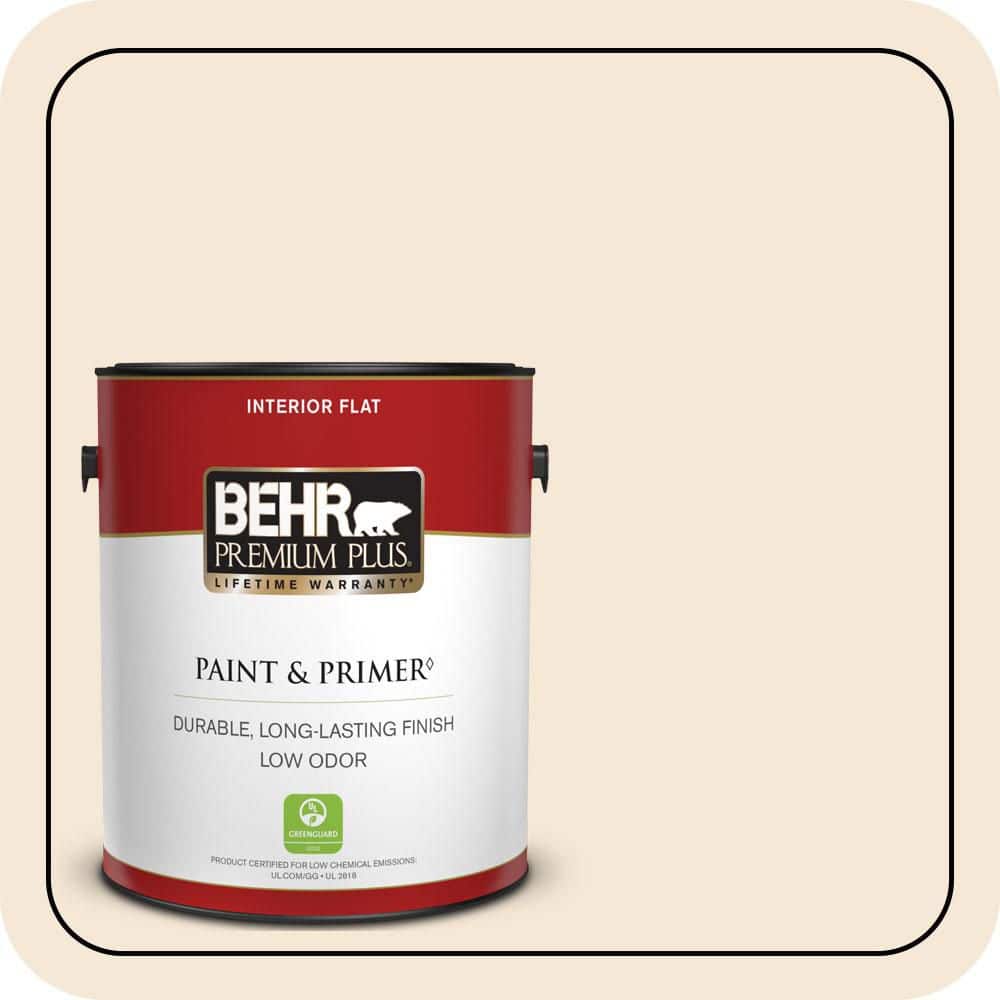 BEHR PREMIUM PLUS 1 gal. #W-B-220 Vanilla Delight Flat Low Odor Interior Paint & Primer