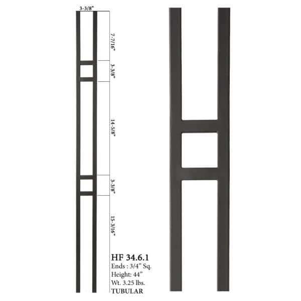 HOUSE OF FORGINGS Satin Black 34.6.1 Mega Double Bar Hollow Iron Baluster for Staircase Remodel (2)