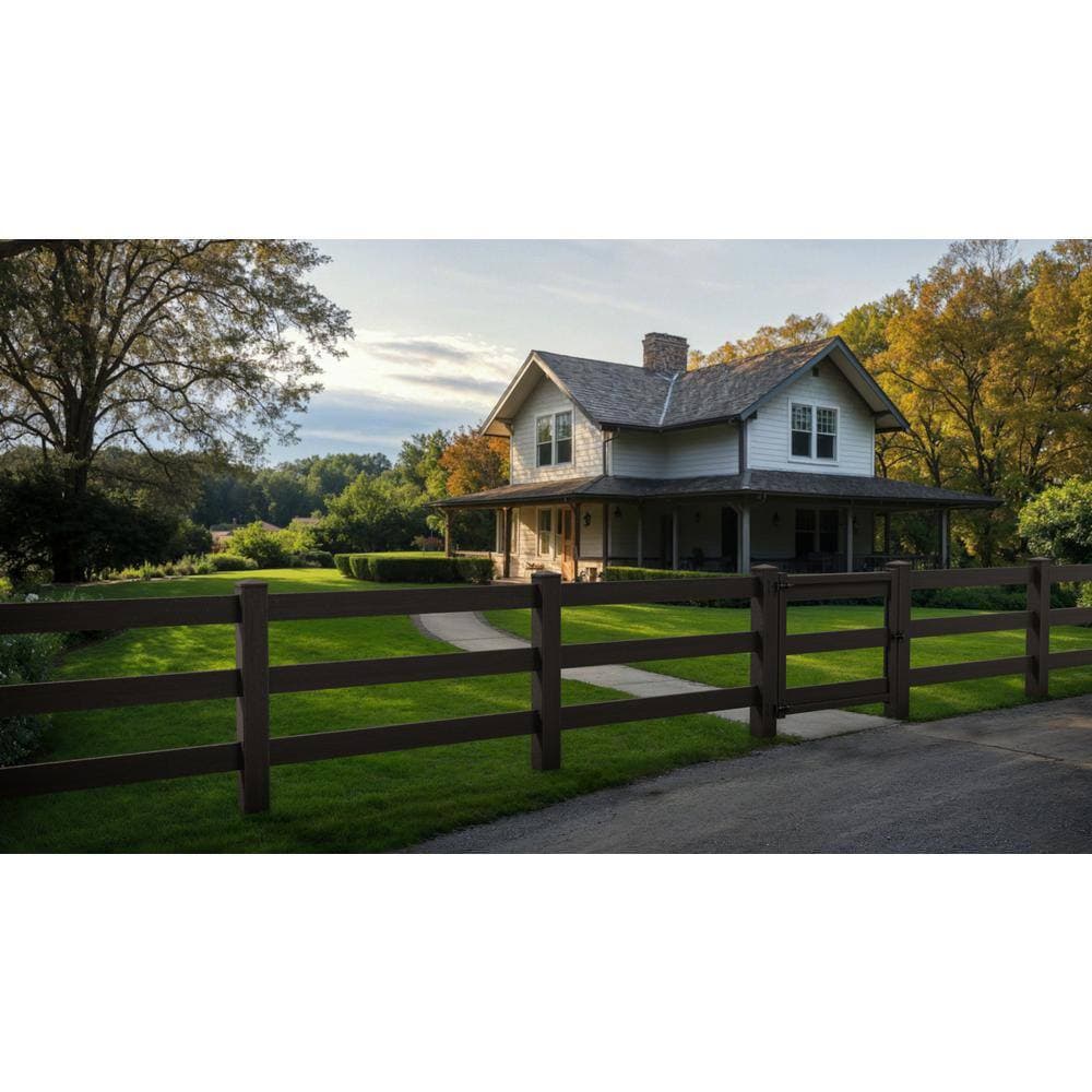 Natures Composites Composite 3-Rail Start/End Post with Post Cap for Traditional Ranch Rail System (5 in. x 5 in. x 64 in. L) Raven (Black) (3)