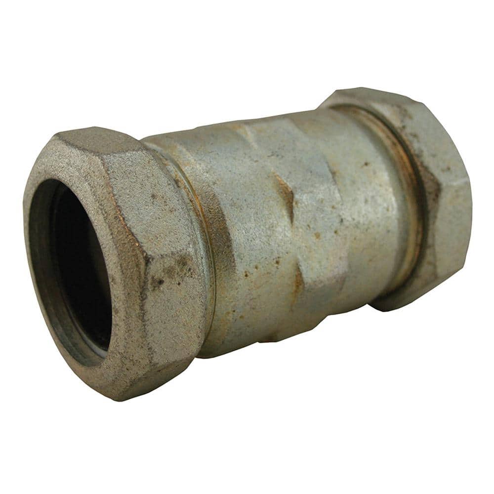 JONES STEPHENS 1-1/4 in. IPS Malleable Iron Compression Coupling, Long Pattern 4-1/8 in. Body Length for IPS & Schedule 40 Pipe Repair