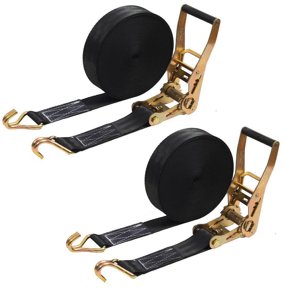 LAIFUCAM 2 x 27 in. Double J Hook Ratchet Tie Down Cargo Strap Heavy Duty 6600 lbs. Load Capacity 2 Pack (1)