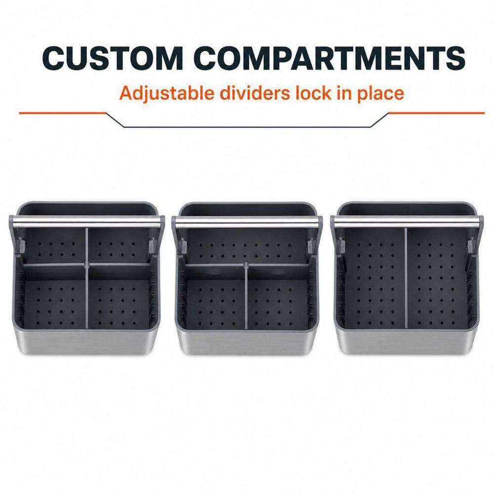 Wudkey Compact Portable Shower Caddy with Adjustable Dividers & Sturdy Handle for College Dorm Bathroom Storage in Gray (3)