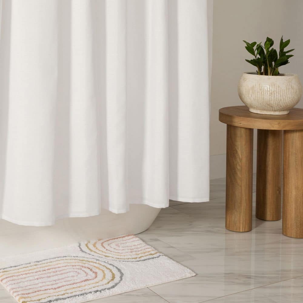 Becky Cameron 72 in. W x 72 in. L Linen-Look Polyester Shower Curtain in White (2)