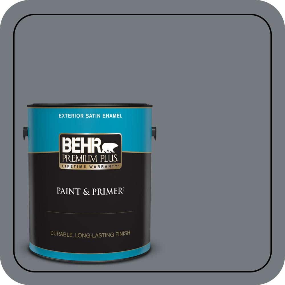 BEHR PREMIUM PLUS 1 gal. #N510-5 Liquid Mercury color Satin Enamel Exterior Paint & Primer (1)