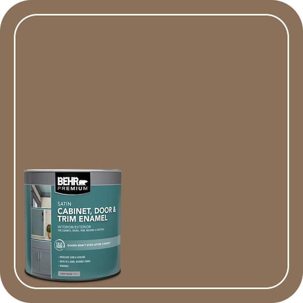 BEHR PREMIUM 1 qt. #280F-6 Sweet Georgia Brown Satin Enamel Interior/Exterior Cabinet, Door & Trim Paint (2)