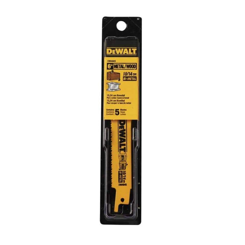 DEWALT 6 in. 10/14 TPI Straight Back Bi Metal Reciprocating Saw Blade (5-Pack) (3)