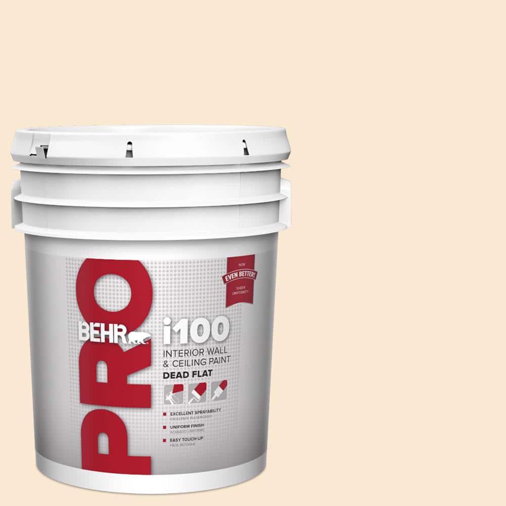 BEHR PRO 5 gal. #OR-W05 Almond Milk Dead Flat Interior Paint (1)