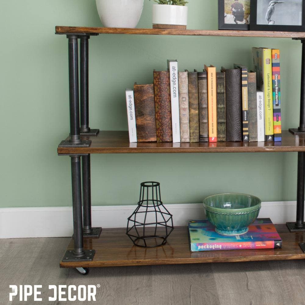PIPE DECOR 3/4 in. x 2 ft. L Black Steel Pipe Square Flange Table Leg Kit (Set of 4) (3)