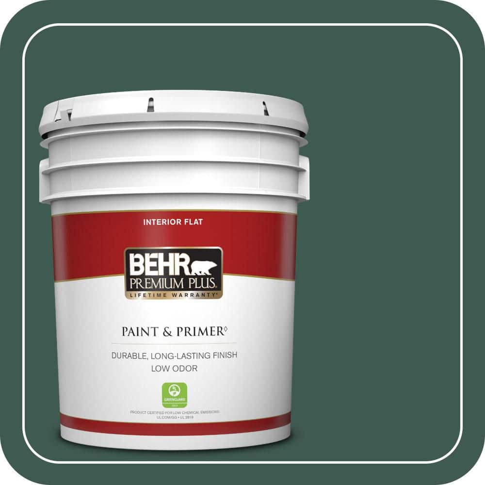 BEHR PREMIUM PLUS 5 gal. #PPF-02 Patio Green Flat Low Odor Interior Paint & Primer
