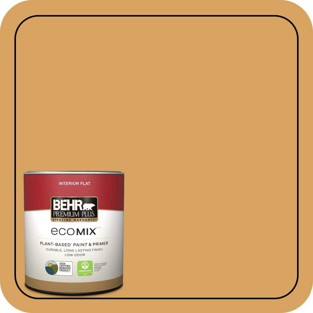 BEHR PREMIUM PLUS 1 qt. #MQ4-10 Amber Brew Flat EcoMix Plant-Based Interior Paint & Primer (1)