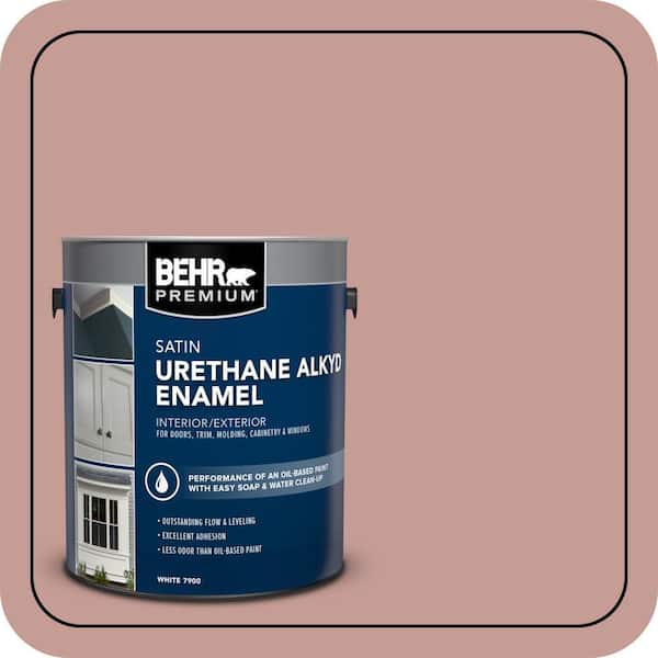 BEHR PREMIUM 1 gal. #S170-4 Retro Pink Urethane Alkyd Satin Enamel Interior/Exterior Paint (2)