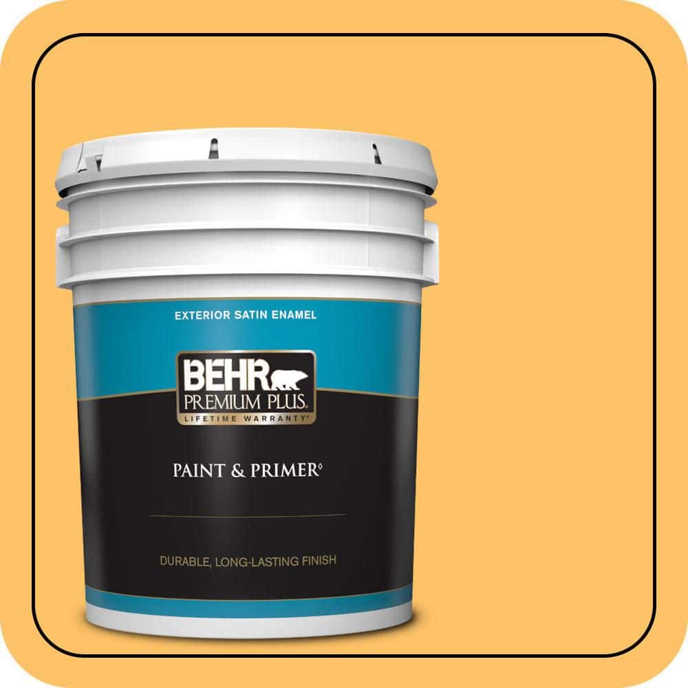 BEHR PREMIUM PLUS 5 gal. #PPU6-06 Honey Locust Satin Enamel Exterior Paint & Primer