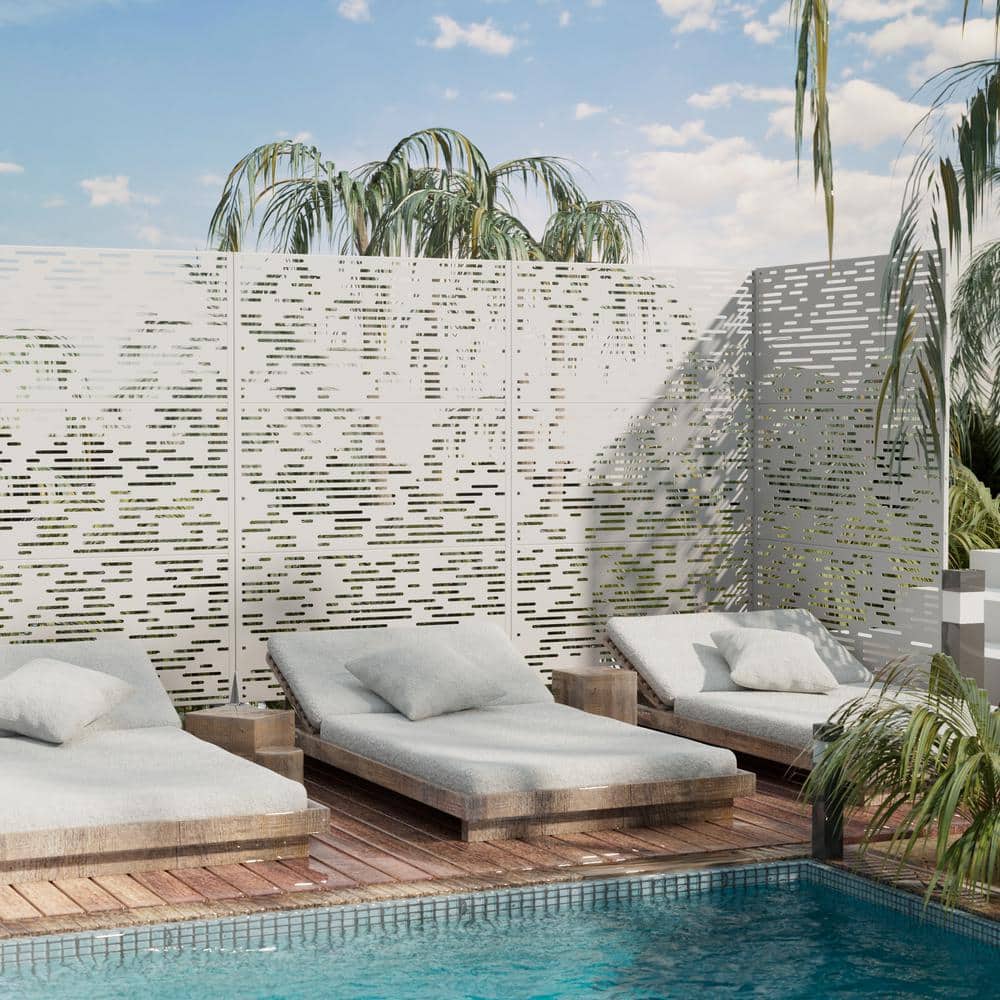 Dovelina 72 in. Metal Outdoor Garden Fence Privacy Screen Garden Screen Panels in White (3)
