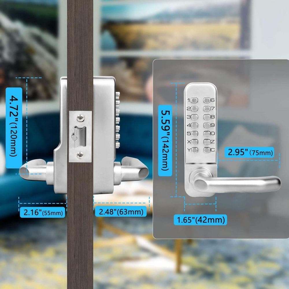 Unbranded Mechanical Door Lock with Adjustable Deadlatch Keyless Waterproof Keypad for Outdoor Indoor Use Silver (3)
