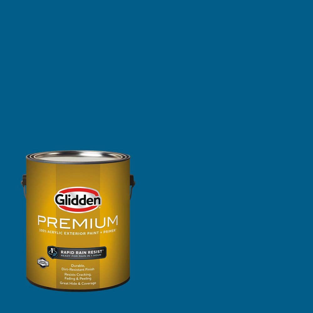 Glidden Premium 1 gal. PPG1157-7 Blue Flame Flat Exterior Latex Paint