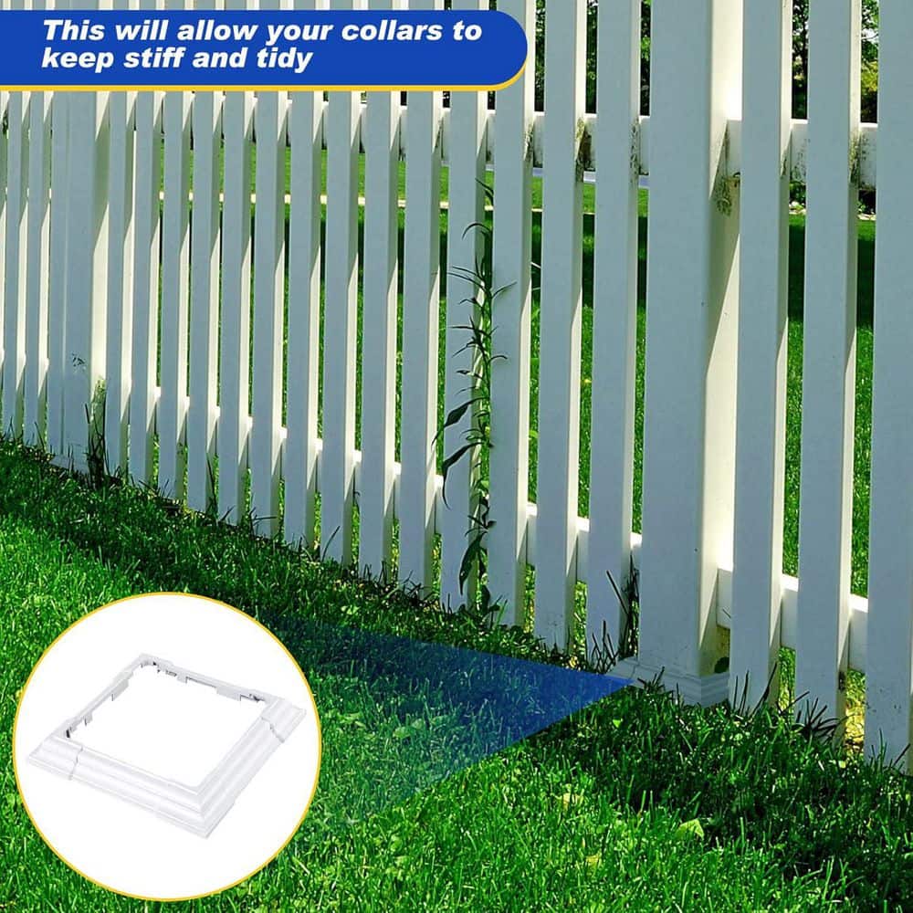 Afoxsos Vinyl Adjustable White Post Sleeve Skirt for 3 to 6.5 in. Wood Stair Rails Fence Column Wraps (4-Pack) (3)
