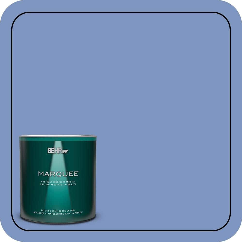 BEHR MARQUEE 1 qt. #M540-5 Blue Satin One-Coat Hide Semi-Gloss Enamel Interior Paint & Primer
