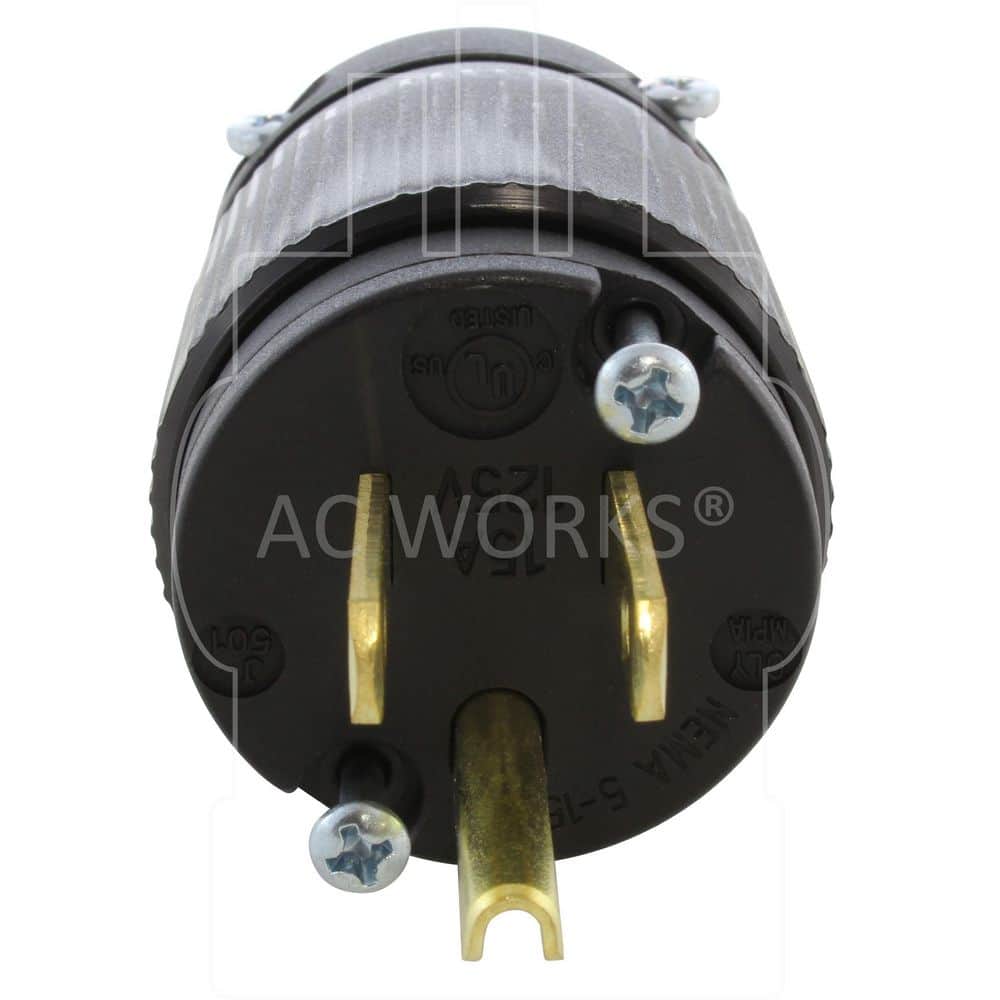 AC WORKS NEMA 5-15P 15A 125V Straight-blade Plug with UL, C-UL Approval (3)