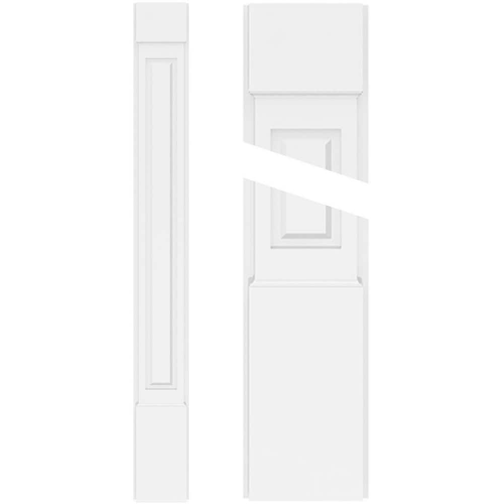 Ekena Millwork 2 in. x 7 in. x 82 in. Raised Panel PVC Pilaster Moulding with Standard Capital and Base (Pair) (1)