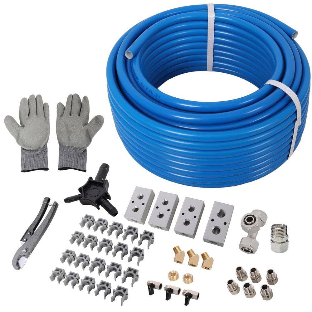 WRIGHTMASTER 1/2in. x 100ft Air Compressor Piping, High Quality PEX-AL-PEX Tubing,Air Hose Kit Air Compressor Accessories,Blue Tubing (2)