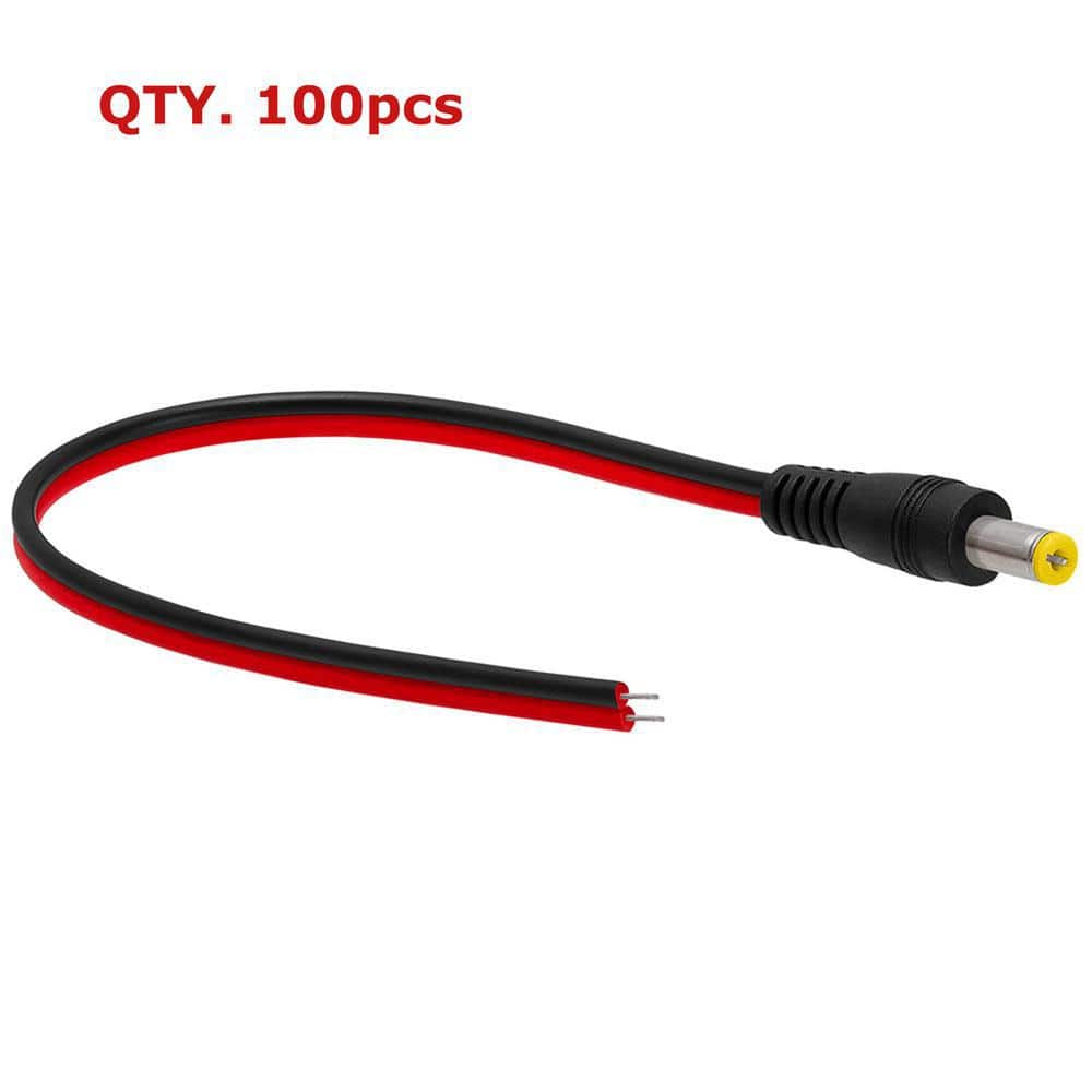 SPT 1 ft. Red and Black 18-Gauge DC Coaxial Cable Maile Plug Pigtail for CCTV Camera (100-Piece Per Pack) (2)