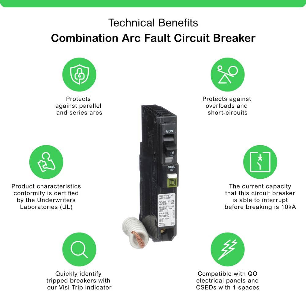 Square D QO 15-Amp Single-Pole Combination Arc Fault Circuit Breaker (QO115CAFIC) (3)