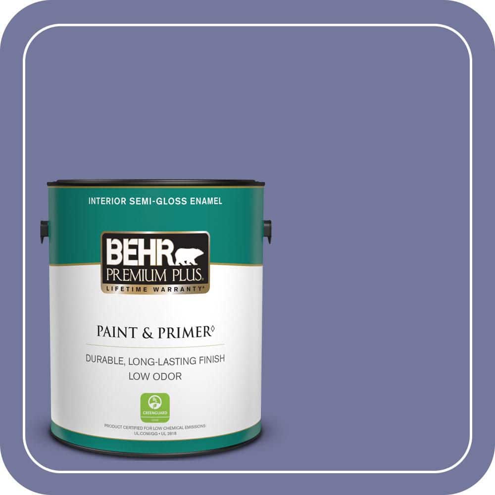 BEHR PREMIUM PLUS 1 gal. #630D-6 Palace Purple Semi-Gloss Enamel Low Odor Interior Paint & Primer