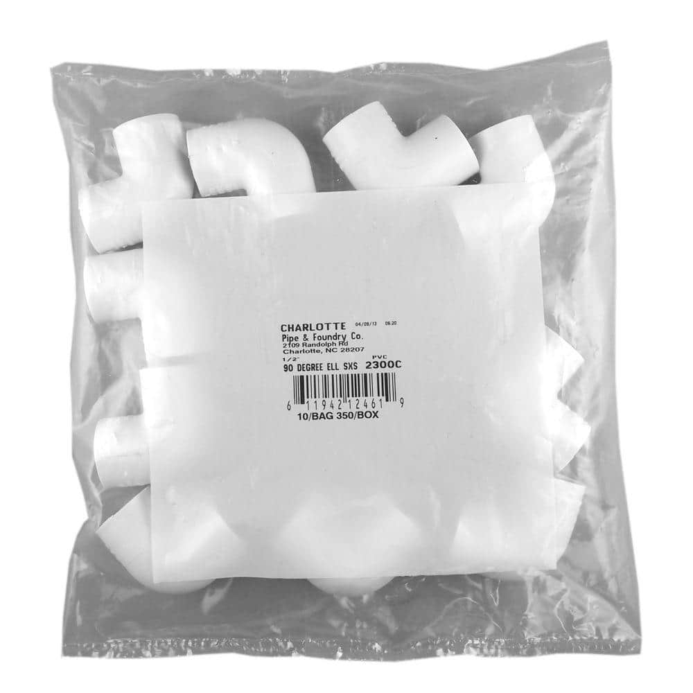 Charlotte Pipe 1/2 in. PVC Sch. 40 90-Degree S x FPT Elbow (10-Pack) (1)