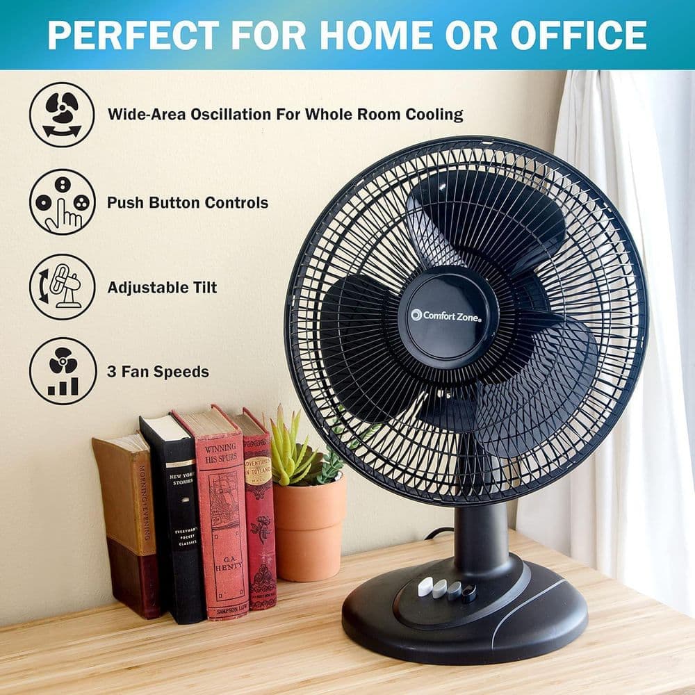 Comfort Zone Oscillating Table Fan with Adjustable Tilt (2)