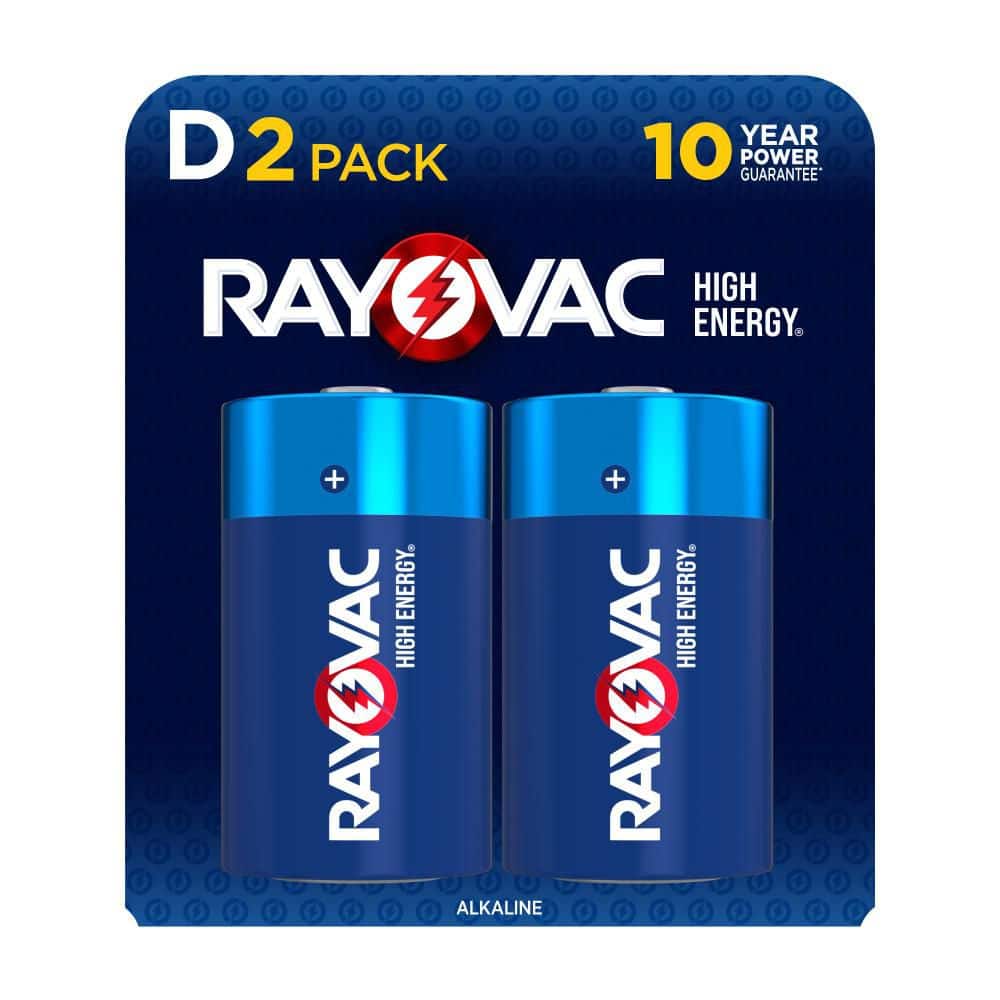 Rayovac High Energy D Batteries (2 Pack), Alkaline D Cell Batteries for Household Use