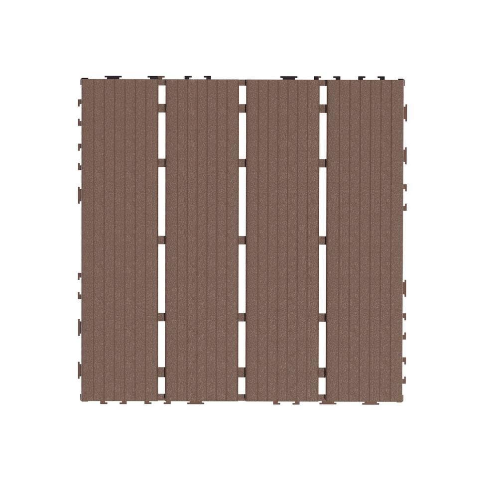 Tidoin Outdoor 1 ft. x 1 ft. Composite Deck Tile in Brown (44 Per Box) (3)