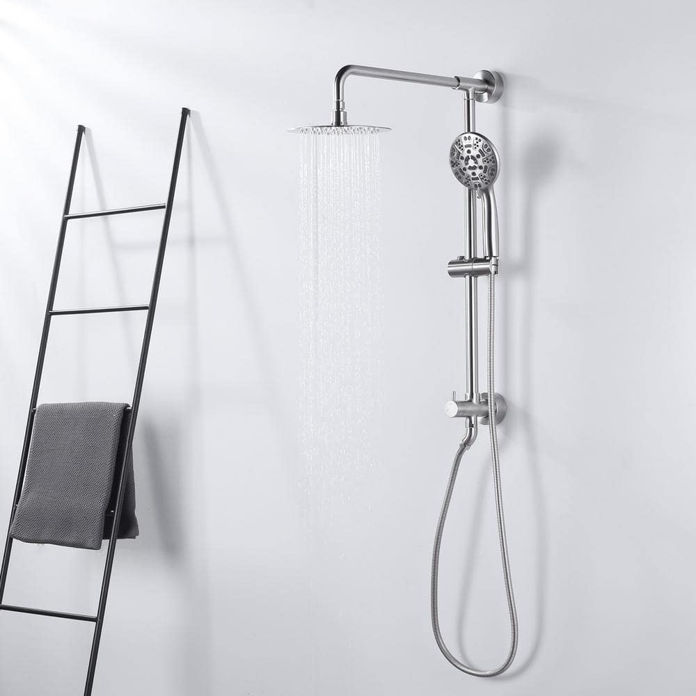 ARCORA 7-Spray Multi-function 1.8 GPM Round Wall Bar Shower Kit with Hand Shower in Brushed Nickel (3)