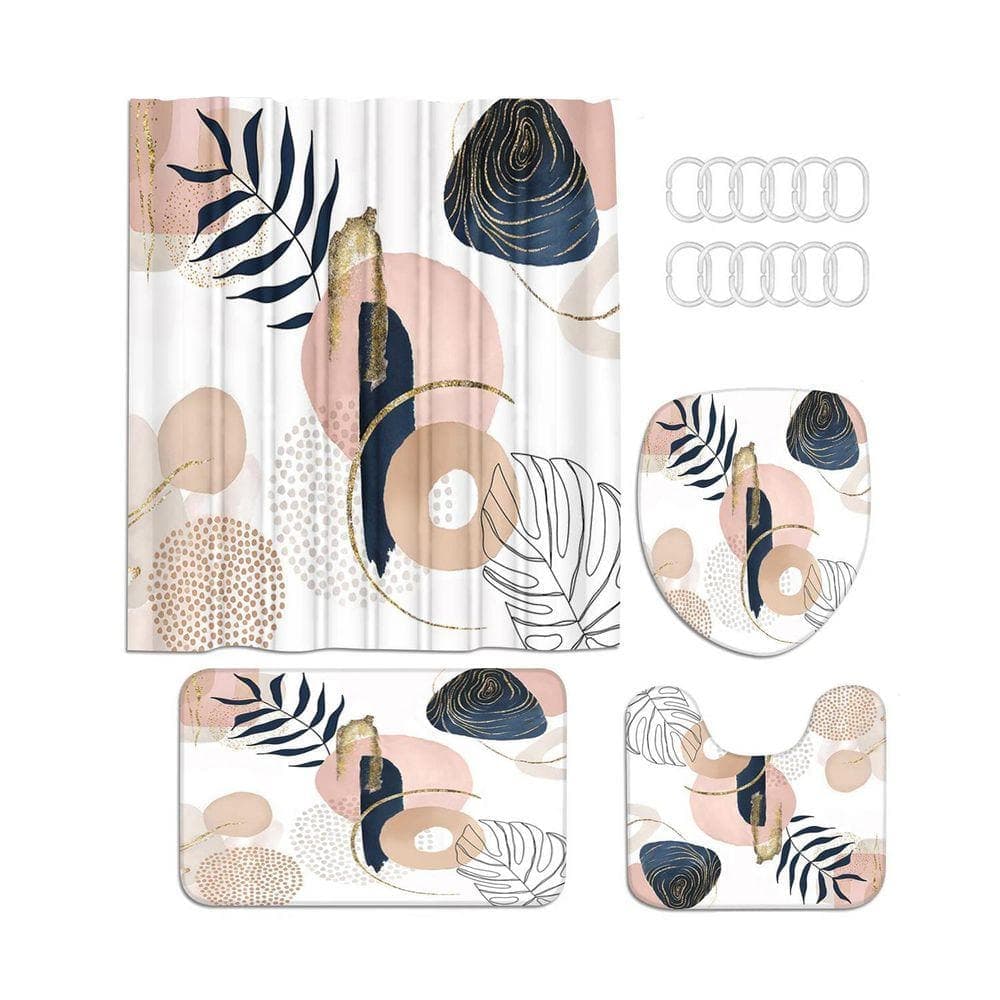 Unbranded 70.8 in. W x 70.8 in. L Polyester Shower Curtain Set Modern Abstract Bathroom Accessories Waterproof Boho Minimalist (1)
