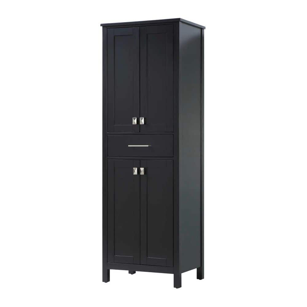 TIMELESS HOME 24 in. W x 18 in. D x 72 in. H Black Freestanding Linen Cabinet (2)