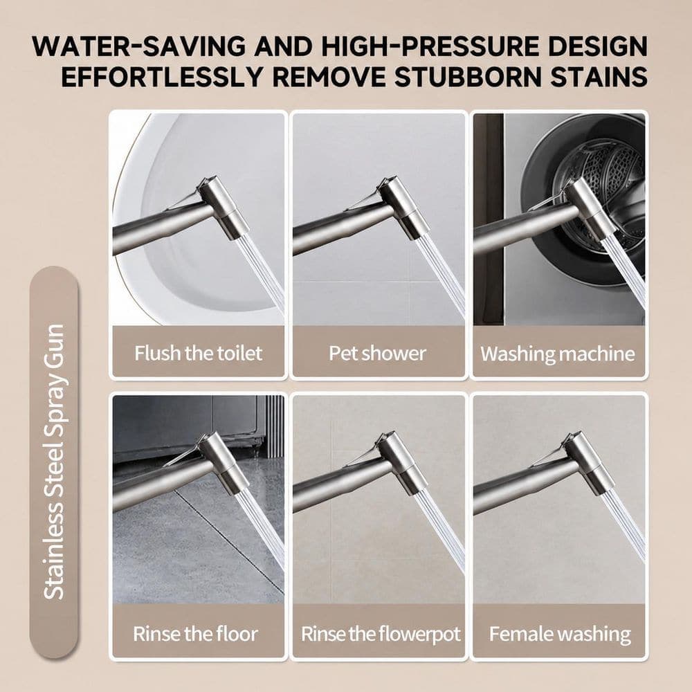 Anqtovp Handheld Bidet Sprayer Attachment for Toilet with Adjustable Water Pressure, 304 Stainless Steel Hose Included (2)