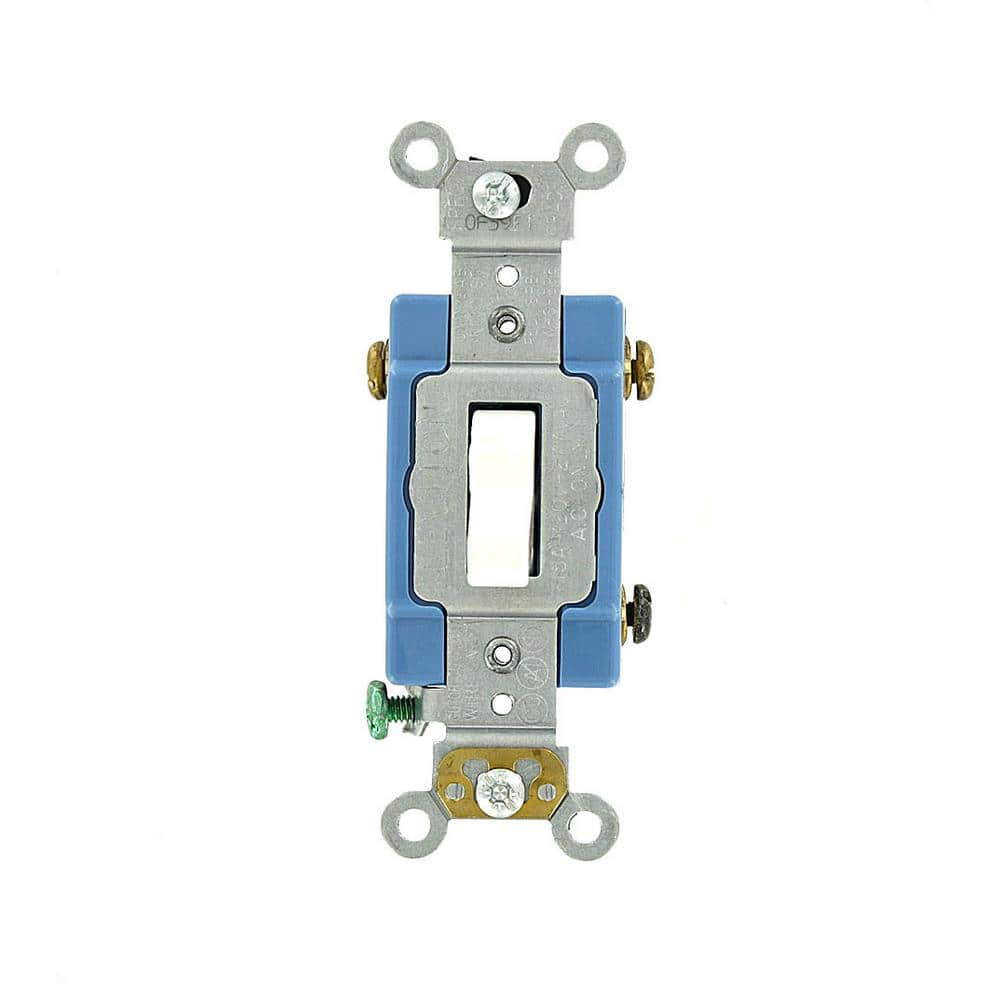 Leviton 15 Amp Industrial Grade Heavy Duty 3-Way Lighted Handle Toggle Switch, White 1203-LHW (1)
