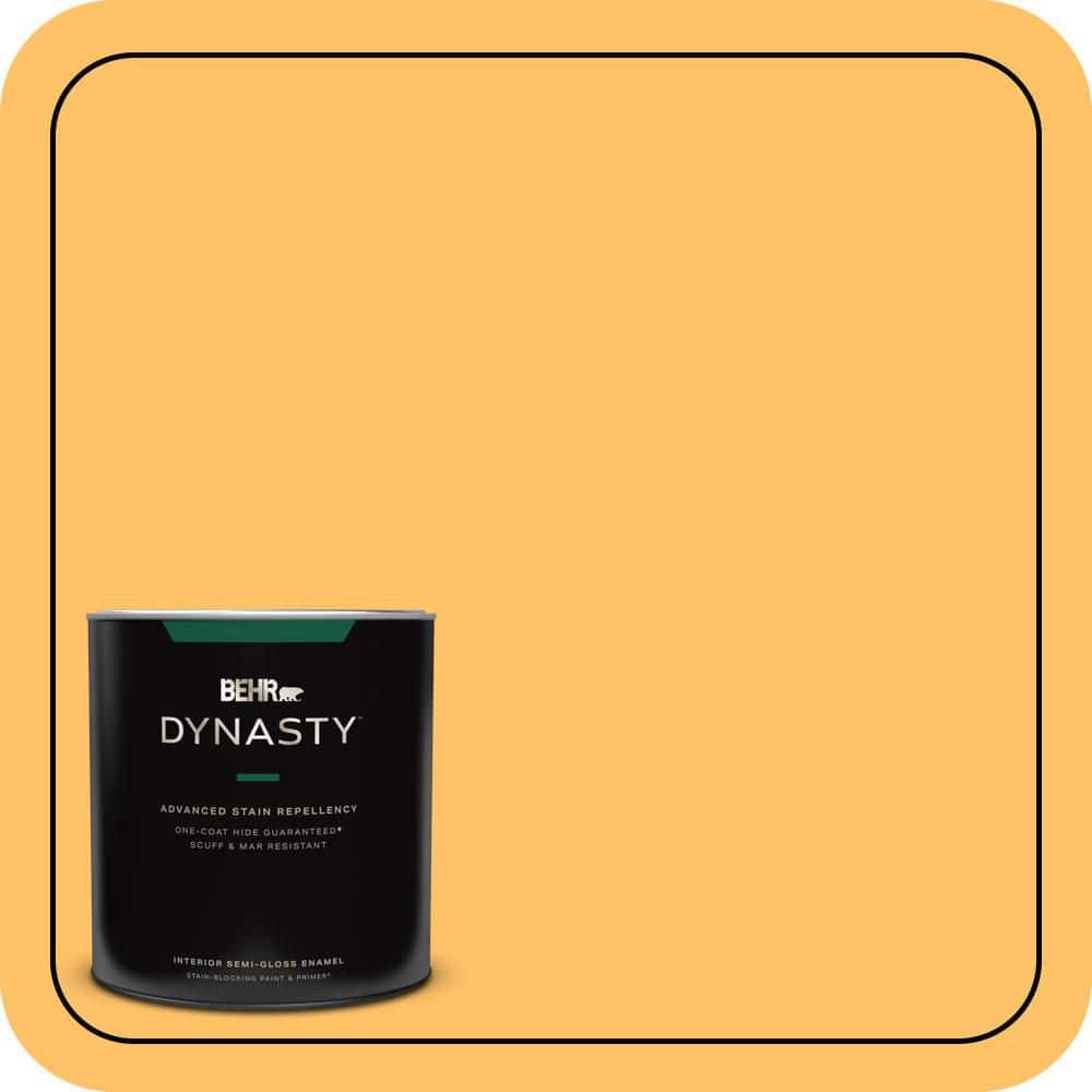 BEHR DYNASTY 1 qt. #PPU6-06 Honey Locust Semi-Gloss Enamel Interior Stain-Blocking Paint and Primer