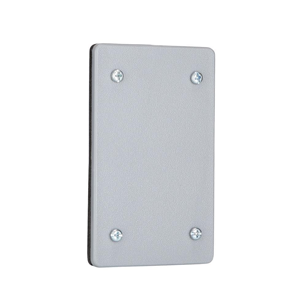 Commercial Electric 1-Gang Blank Non-Metallic Weatherproof Outlet Cover, Gray (4)